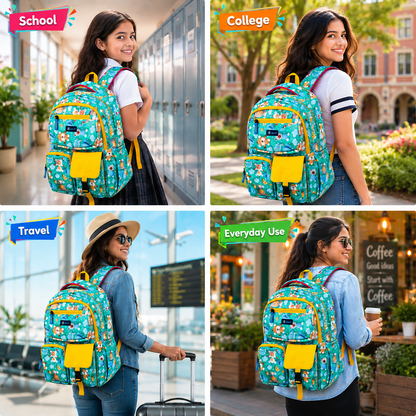 Let’s Go Floral Printed Backpack for Girls | School, College & Travel Bag