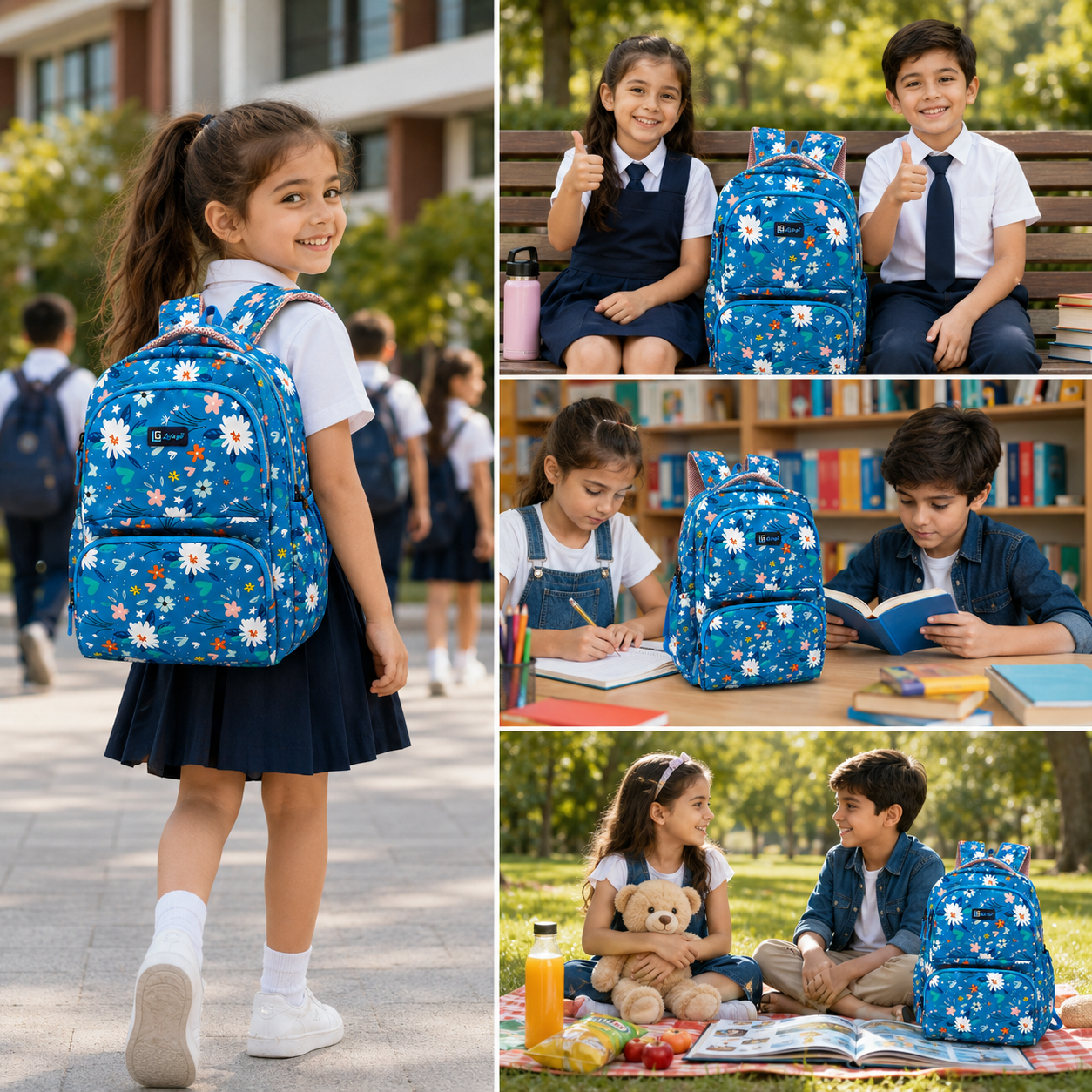 Let’s Go Floral Kids School Backpack for Girls & Boys | Lightweight 18L Backpack for School, Travel & Everyday Use