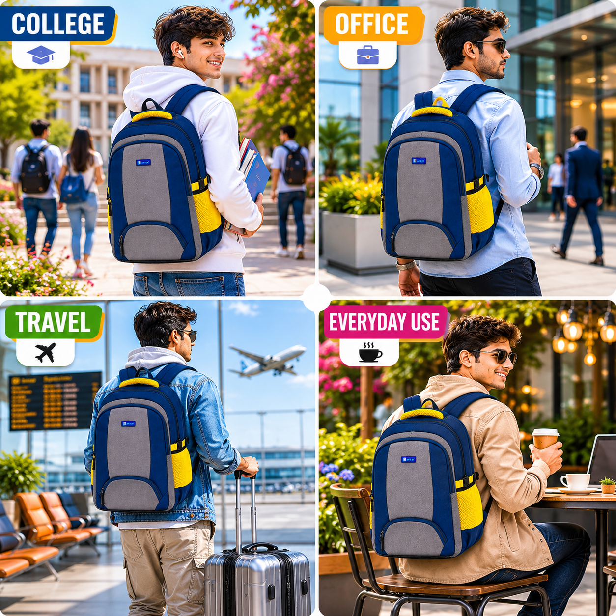 Let’s Go Stylish Laptop Backpack for Men & Women | School, College, Office & Travel Bag | Lightweight Casual Backpack with Spacious Compartments