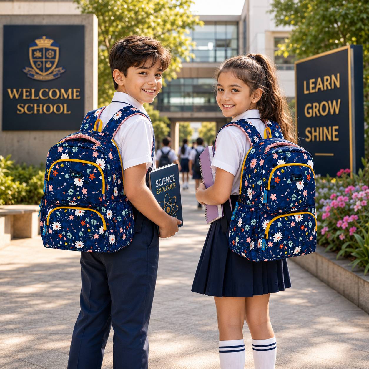 Let’s Go Floral Kids School Backpack for Girls & Boys | Lightweight 18L Backpack for School, Travel & Everyday Use