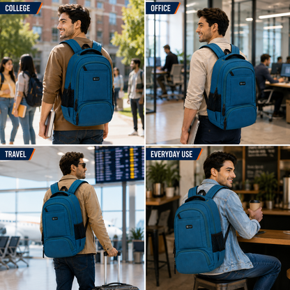 Let's Go® 32L Premium Laptop Backpack for Men & Women |Travel Backpack | Office, College, School & Daily Use | Fits Up to 15.6 Inch Laptop | Lightweight Blue Backpack