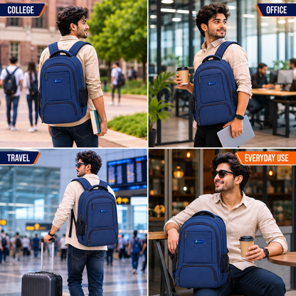 Let's Go® 32L Premium Laptop Backpack for Men & Women |Travel Backpack | Office, College, School & Daily Use | Fits Up to 15.6 Inch Laptop | Lightweight Blue Backpack