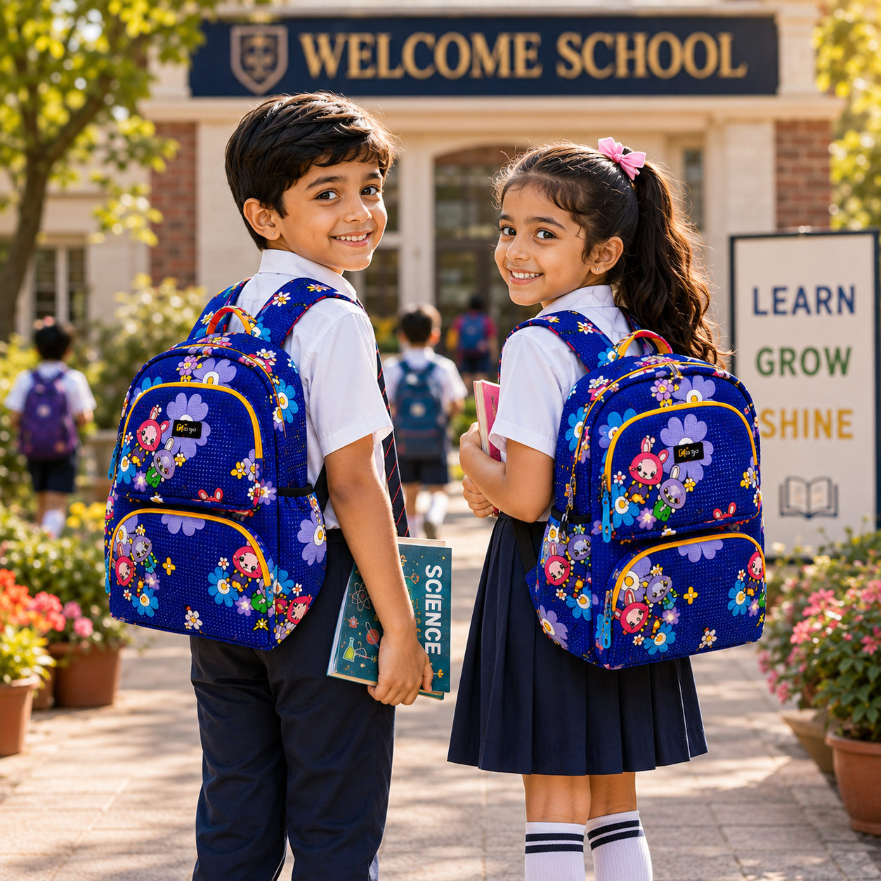 Let’s Go Floral Kids School Backpack for Girls & Boys | Lightweight 18L Backpack for School, Travel & Everyday Use