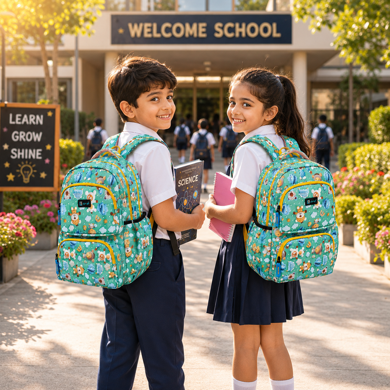 Let’s Go Floral Kids School Backpack for Girls & Boys | Lightweight 18L Backpack for School, Travel & Everyday Use