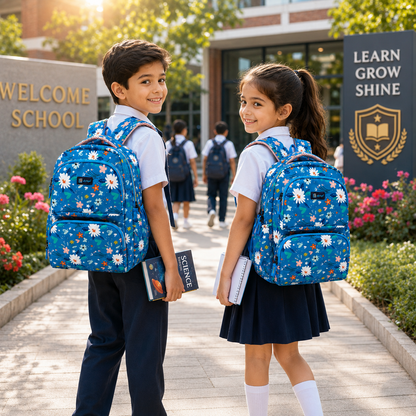 Let’s Go Floral Kids School Backpack for Girls & Boys | Lightweight 18L Backpack for School, Travel & Everyday Use
