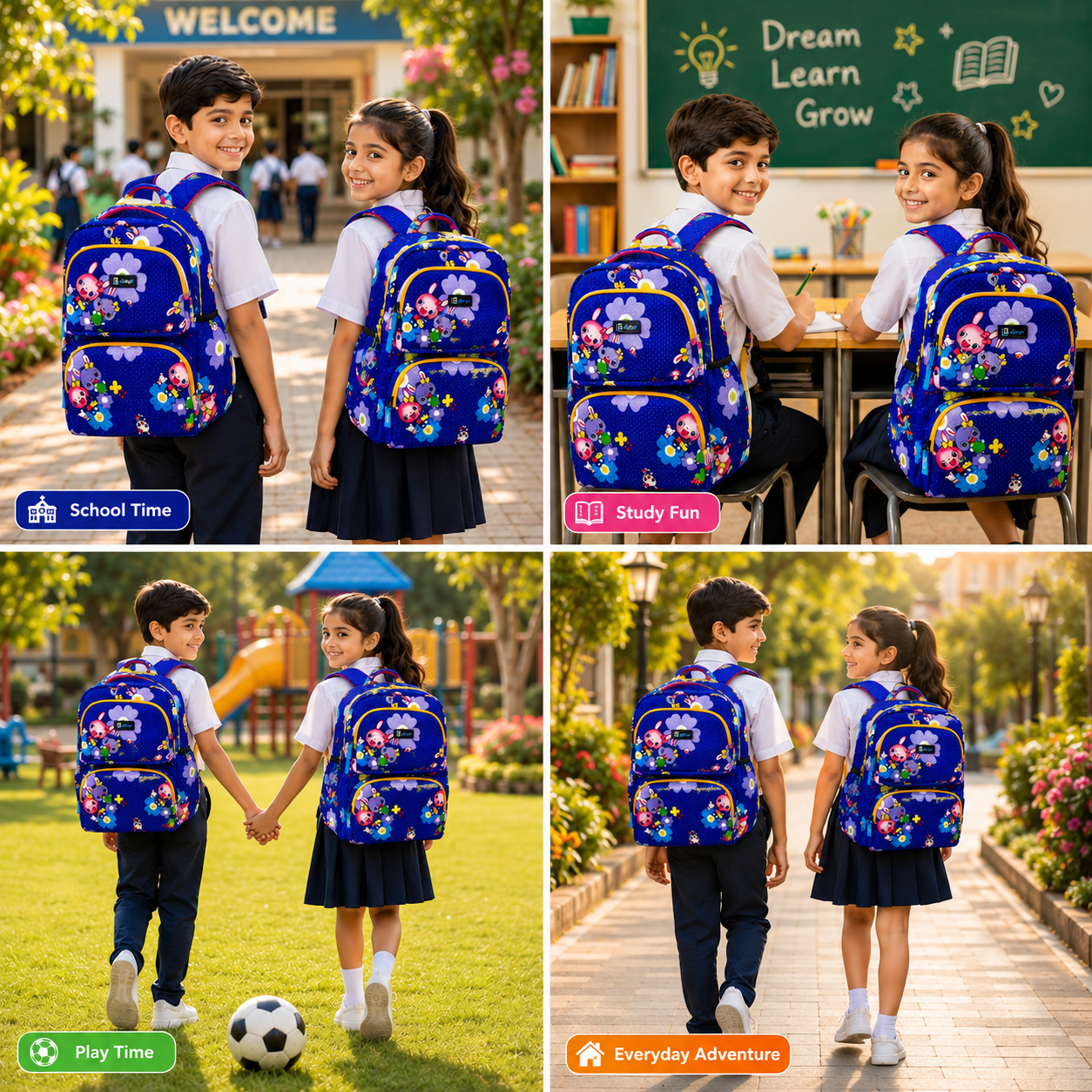 Let’s Go Floral Kids School Backpack for Girls & Boys | Lightweight 18L Backpack for School, Travel & Everyday Use
