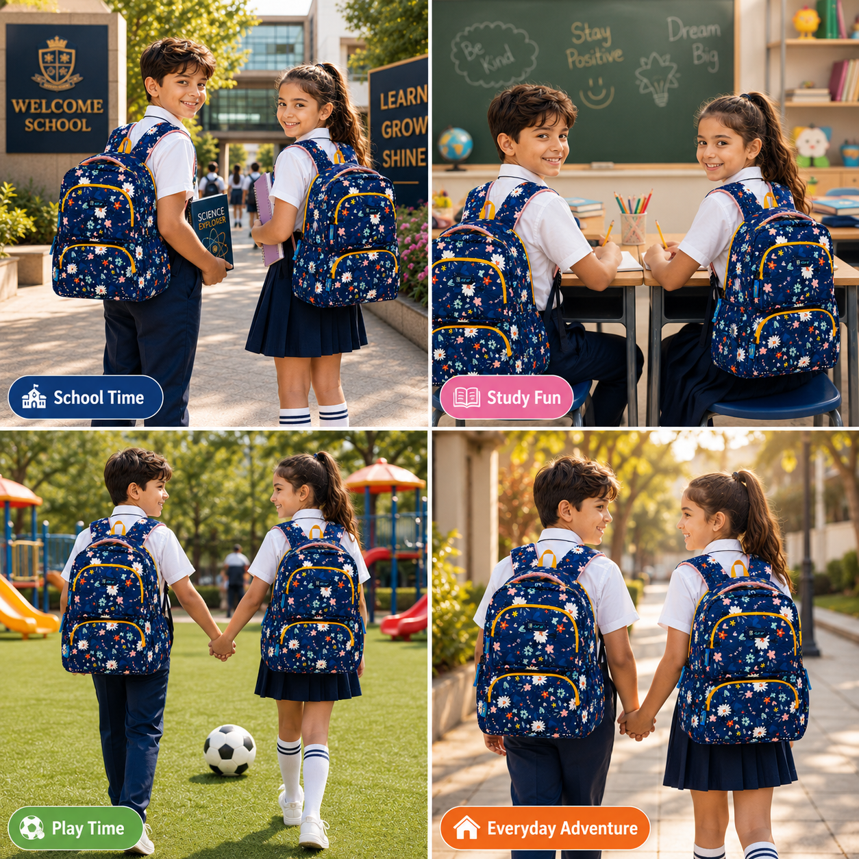 Let’s Go Floral Kids School Backpack for Girls & Boys | Lightweight 18L Backpack for School, Travel & Everyday Use
