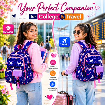 Let’s Go Floral Printed Backpack for Girls | School, College & Travel Bag