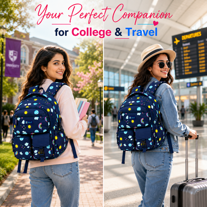 Let’s Go Floral Printed Backpack for Girls | School, College & Travel Bag