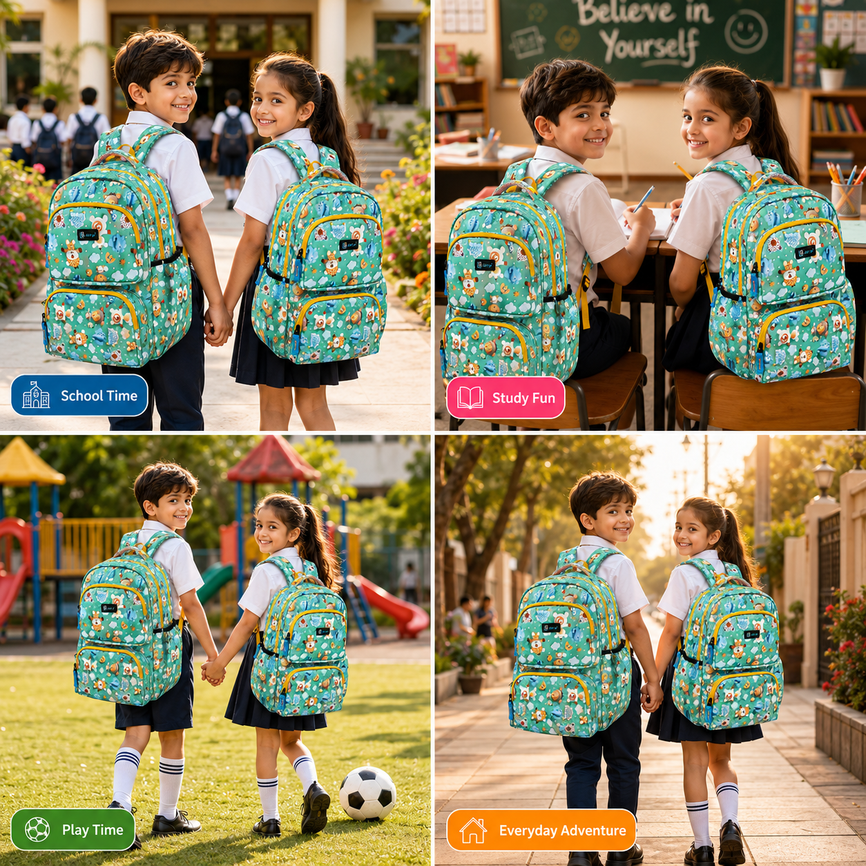 Let’s Go Floral Kids School Backpack for Girls & Boys | Lightweight 18L Backpack for School, Travel & Everyday Use