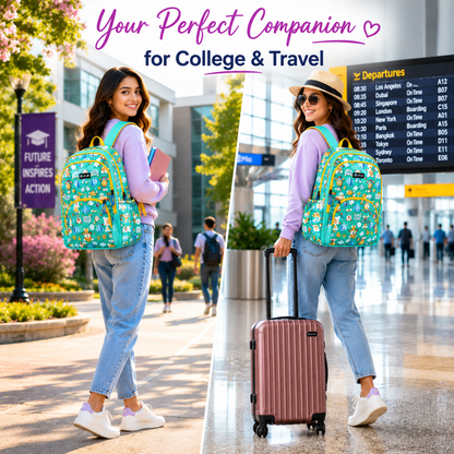 Let’s Go Stylish Printed Backpack for Girls | School, College, Travel & Daily Use Lightweight Backpack