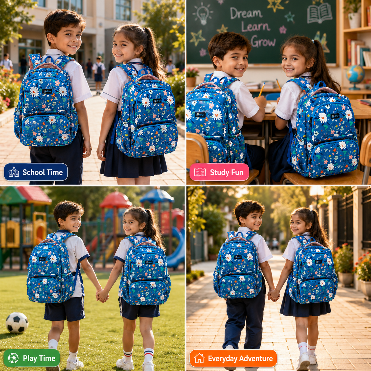 Let’s Go Floral Kids School Backpack for Girls & Boys | Lightweight 18L Backpack for School, Travel & Everyday Use