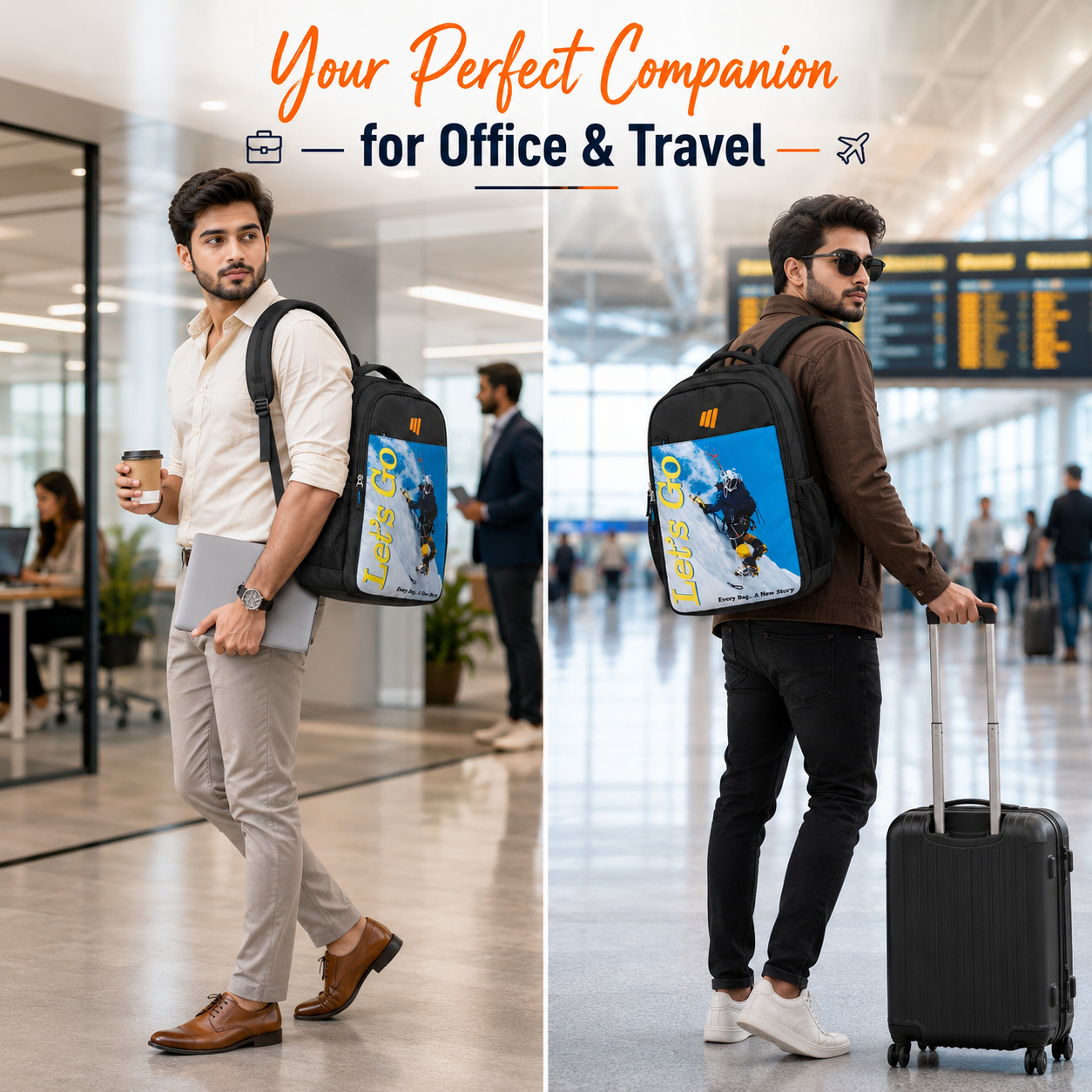 Let’s Go Unisex Travel & Lifestyle Laptop Backpack | Lightweight, Water-Resistant, Multi-Compartment Bag