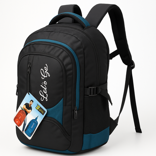 35L Laptop Backpack for Travel, Office & College – 15.6″ Laptop Compartment, Multi-Pocket Design (Black & Teal)