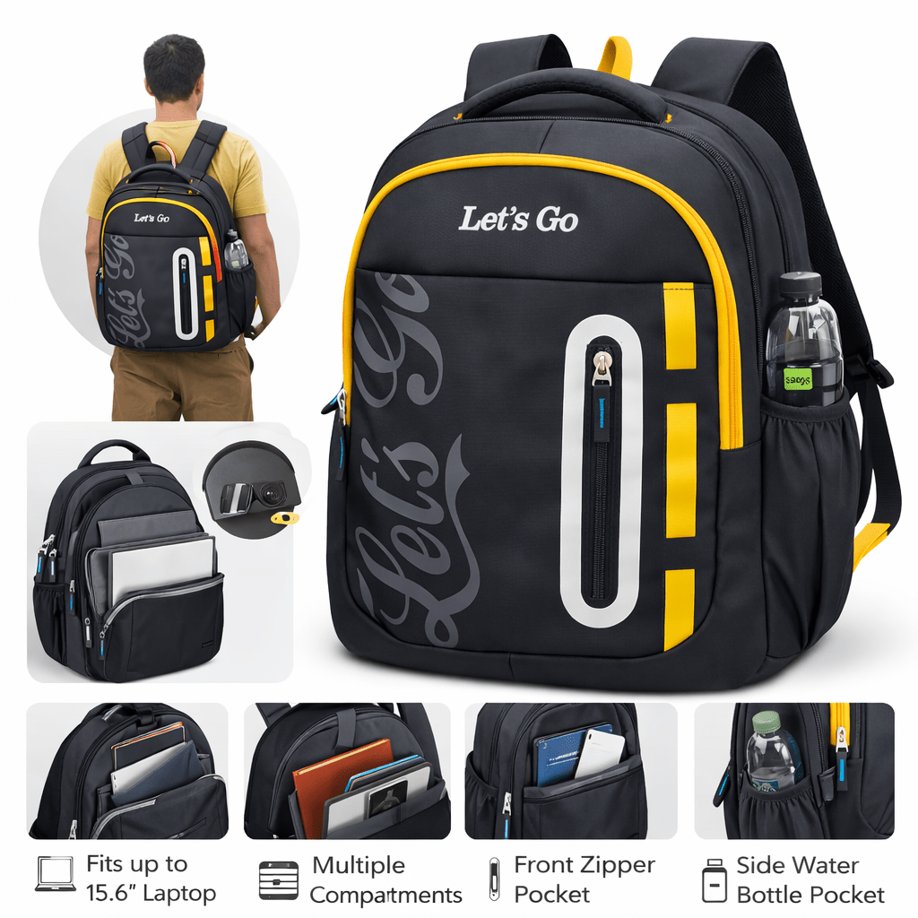 Let’s Go 30L Premium Unisex Travel & Lifestyle Backpack – Lightweight, Water - Resistant, Multi - Compartment Bag - Let's Go