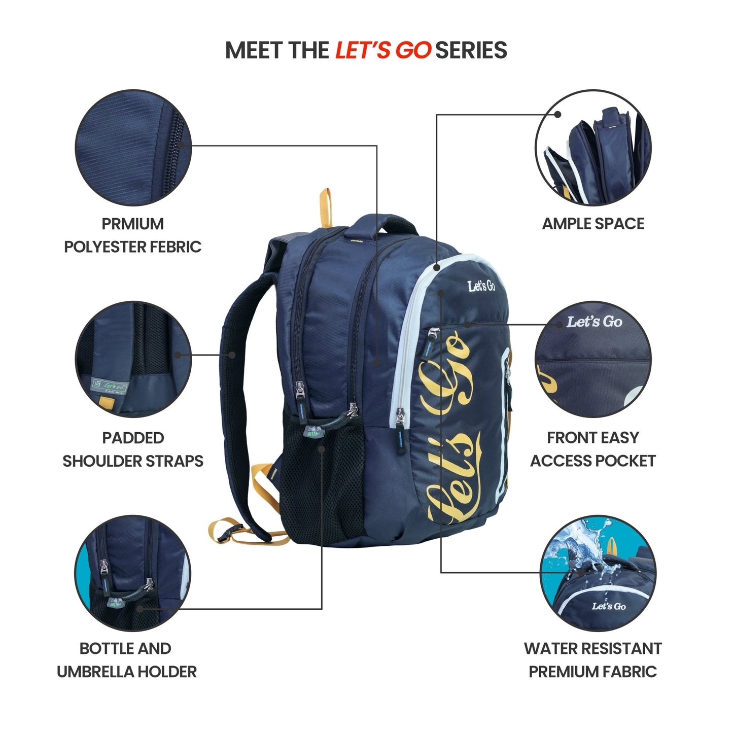 Let’s Go 30L Premium Unisex Travel & Lifestyle Backpack – Lightweight, Water - Resistant, Multi - Compartment Bag - Let's Go