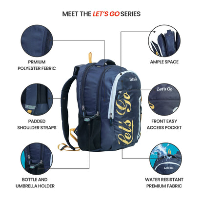 Let’s Go 30L Premium Unisex Travel & Lifestyle Backpack – Lightweight, Water - Resistant, Multi - Compartment Bag - Let's Go