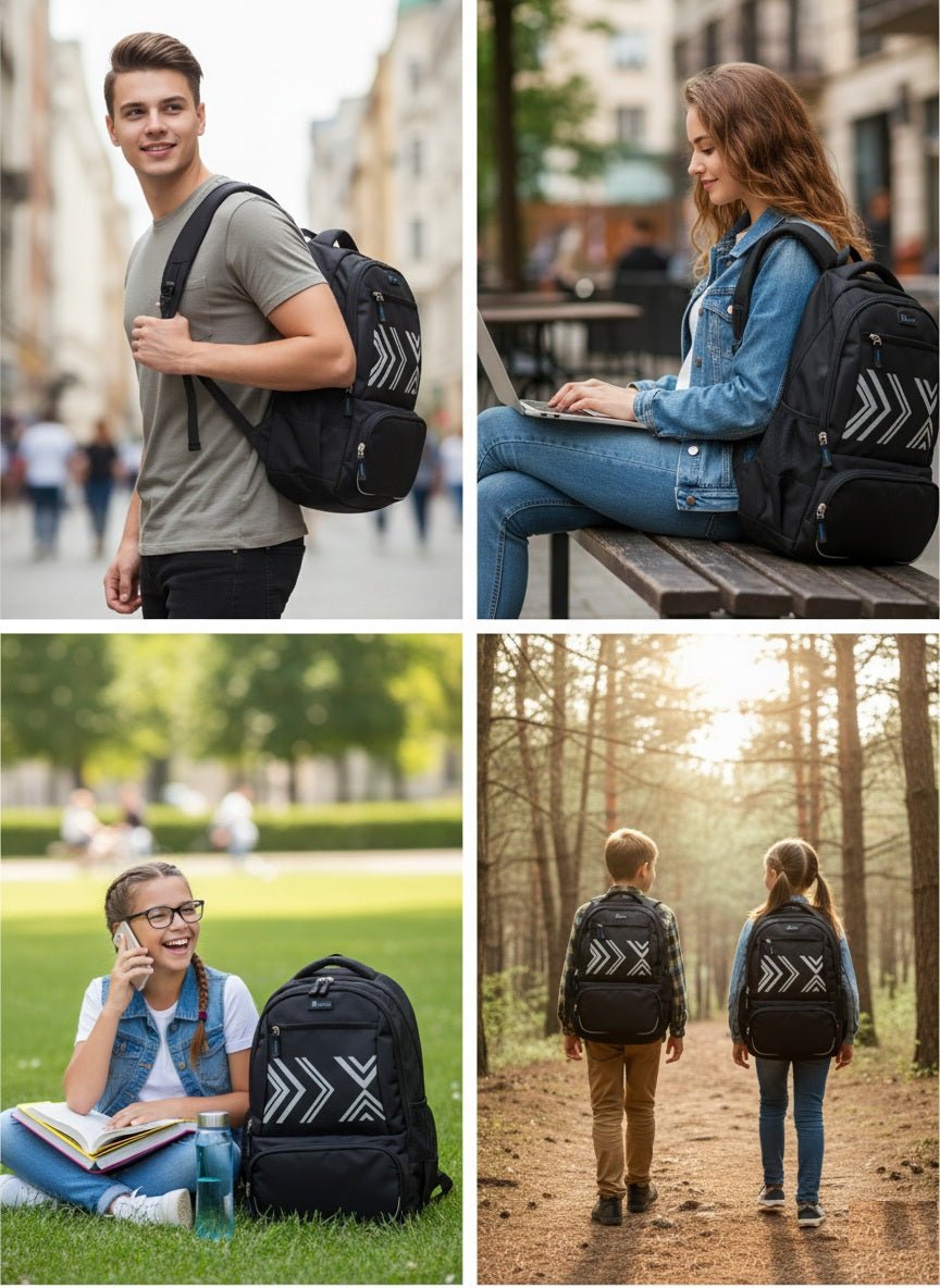 Let’s Go® 30L Unisex Travel & Laptop Backpack | Water - Resistant, Lightweight, Multi - Compartment | Black - Let's Go
