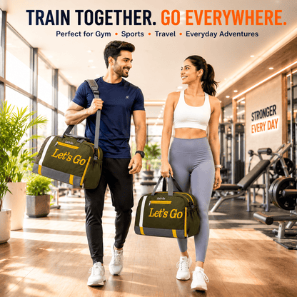 Let’s Go 35L Travel & Gym Duffel Bag for Men & Women | Water-Resistant Polyester | Shoe Compartment | Adjustable Shoulder Strap | Lightweight Multipurpose Sports & Weekend Bag - Let's Go