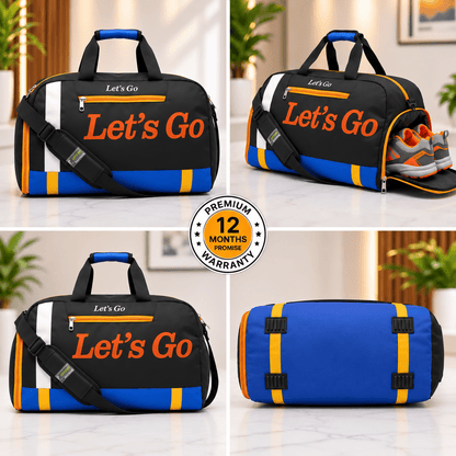 Let’s Go 35L Travel & Gym Duffel Bag for Men & Women | Water-Resistant Polyester | Shoe Compartment | Adjustable Shoulder Strap | Lightweight Multipurpose Sports & Weekend Bag - Let's Go