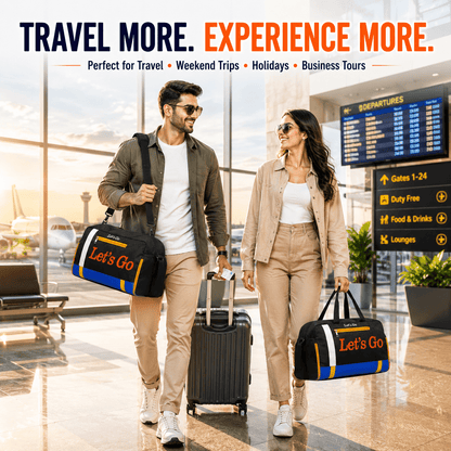 Let’s Go 35L Travel & Gym Duffel Bag for Men & Women | Water-Resistant Polyester | Shoe Compartment | Adjustable Shoulder Strap | Lightweight Multipurpose Sports & Weekend Bag - Let's Go