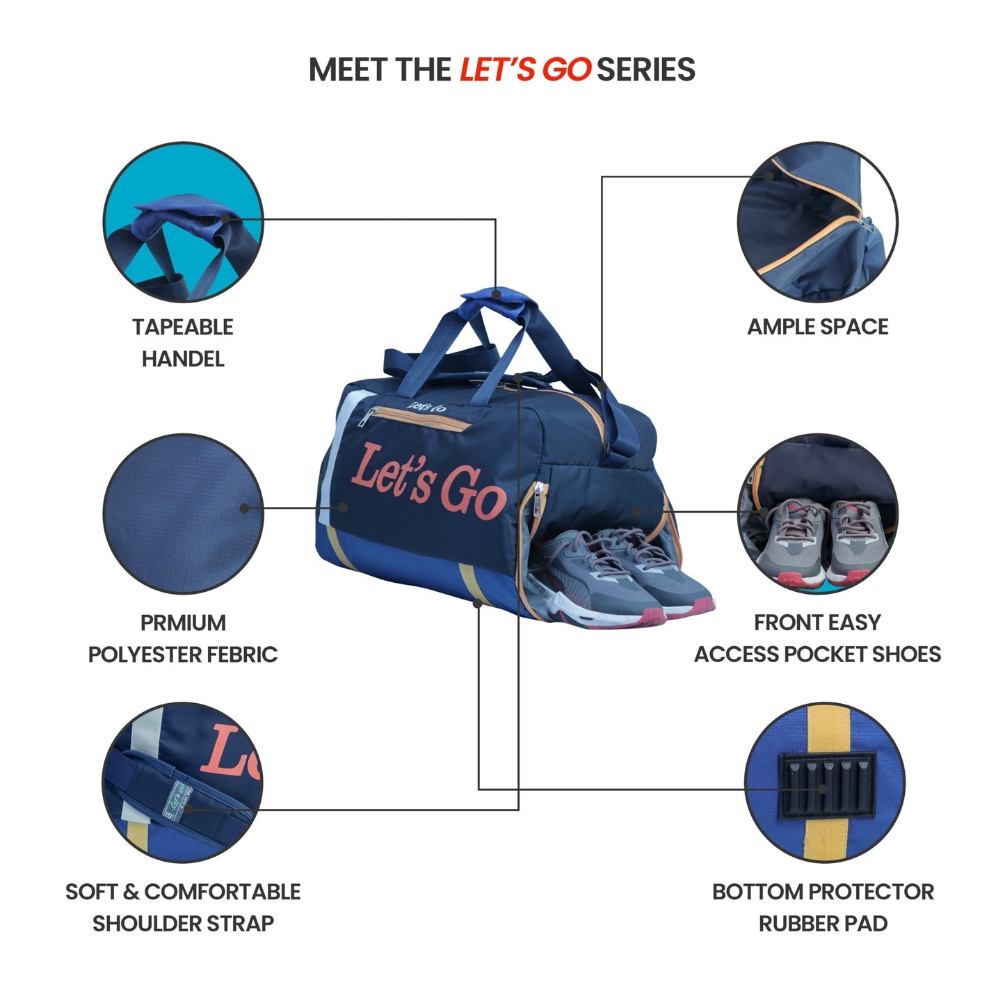 Let’s Go® 35L Travel & Gym Duffel Bag | Water - Resistant, Premium, Multipurpose - Let's Go