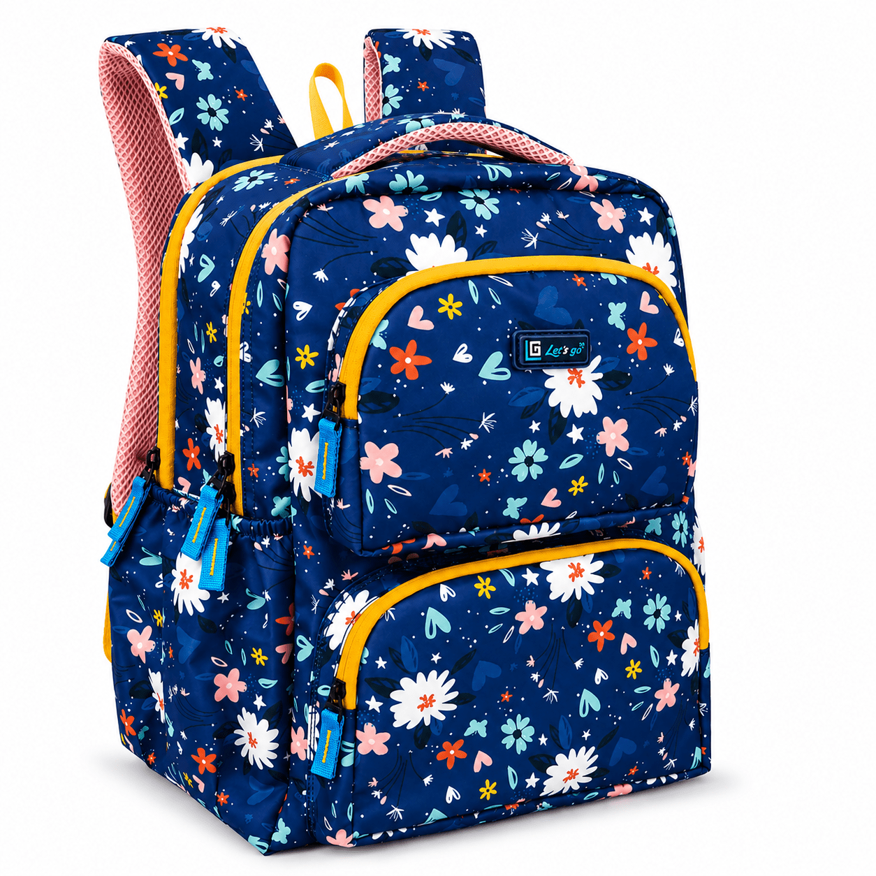 Let’s Go Floral Kids School Backpack for Girls & Boys | Lightweight 18L Backpack for School, Travel & Everyday Use - Let's Go