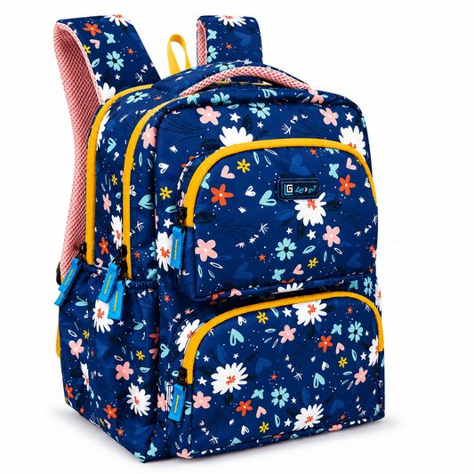 Let’s Go Floral Kids School Backpack for Girls & Boys | Lightweight 18L Backpack for School, Travel & Everyday Use - Let's Go