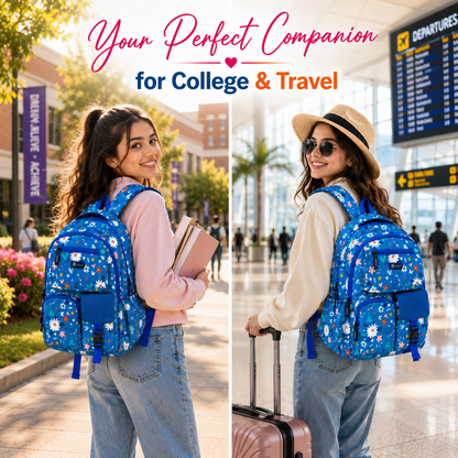 Let’s Go Floral Printed Backpack for Girls | School, College & Travel Bag - Let's Go