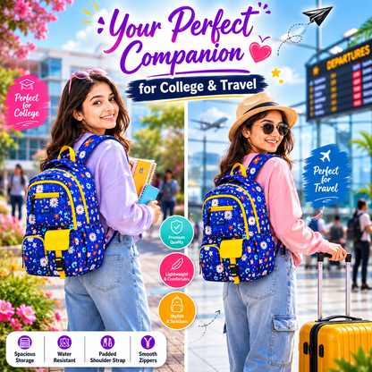 Let’s Go Floral Printed Backpack for Girls | School, College & Travel Bag - Let's Go
