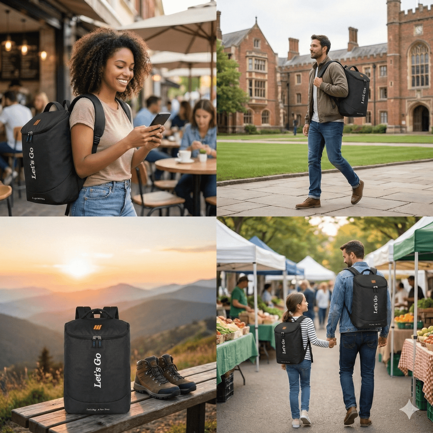 Let’s Go Premium Black Backpack – Lightweight, Stylish & Durable | Everyday Use | School • College • Travel - Let's Go