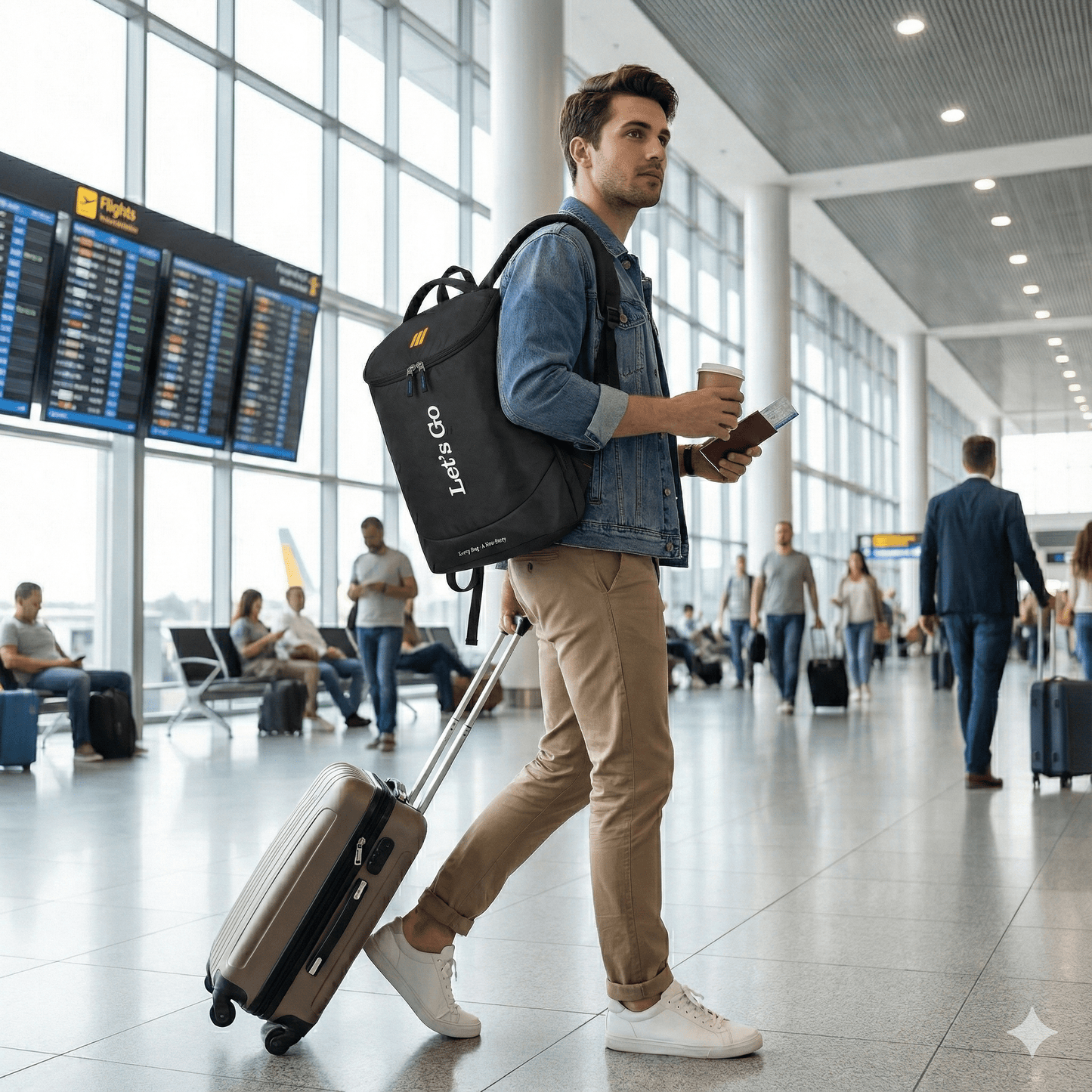 Let’s Go Premium Black Backpack – Lightweight, Stylish & Durable | Everyday Use | School • College • Travel - Let's Go