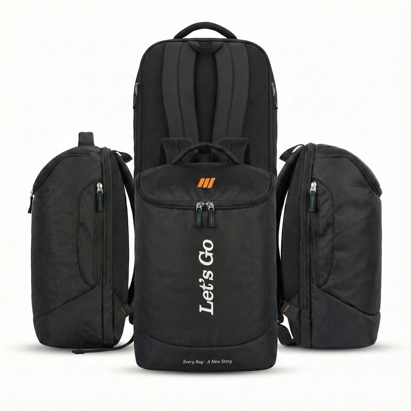 Let’s Go Premium Black Backpack – Lightweight, Stylish & Durable | Everyday Use | School • College • Travel - Let's Go