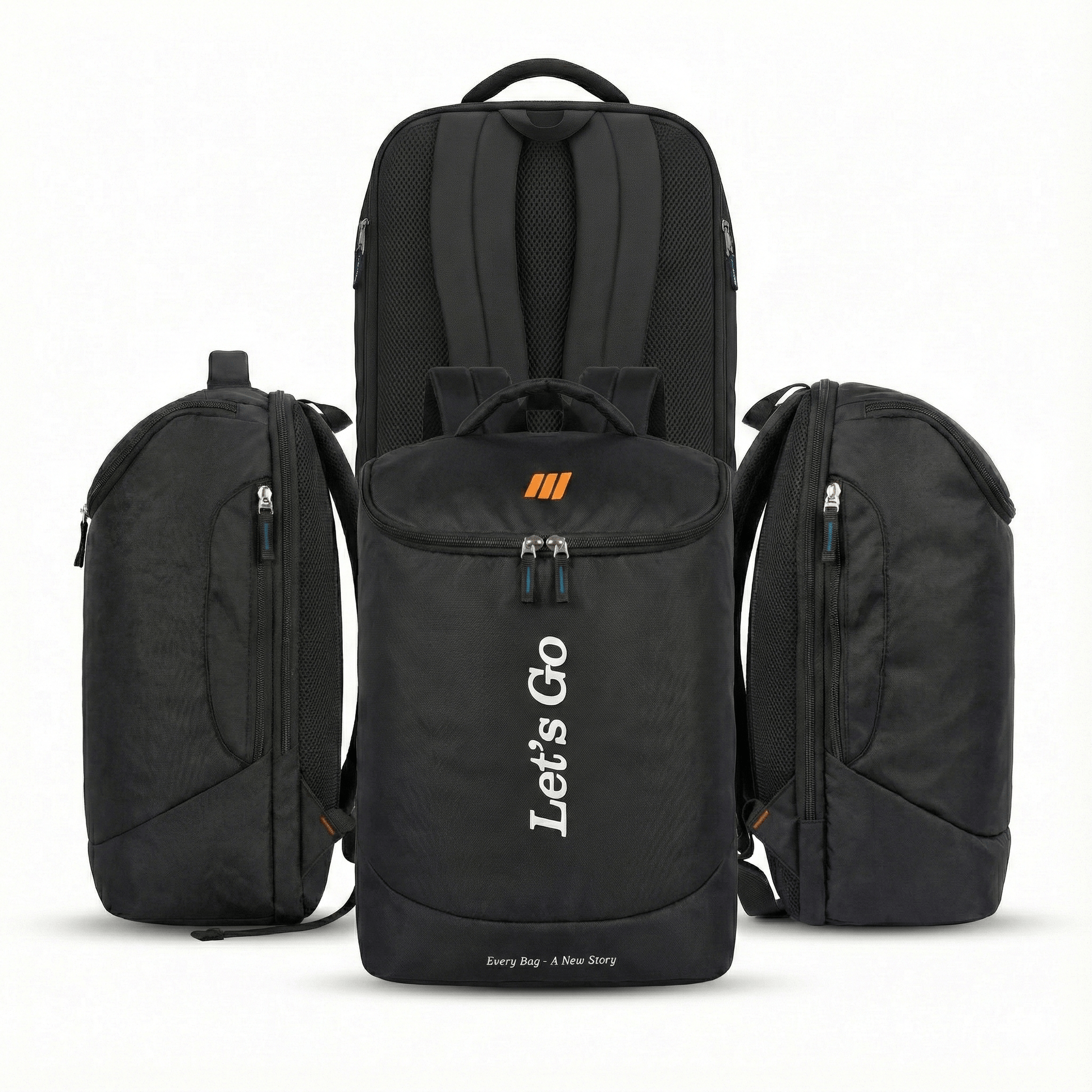 Let’s Go Premium Black Backpack – Lightweight, Stylish & Durable | Everyday Use | School • College • Travel - Let's Go