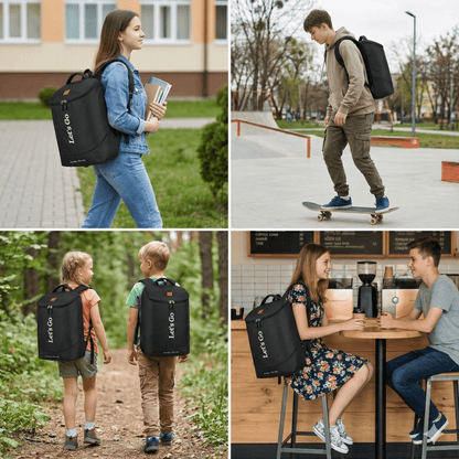 Let’s Go Premium Black Backpack – Lightweight, Stylish & Durable | Everyday Use | School • College • Travel - Let's Go