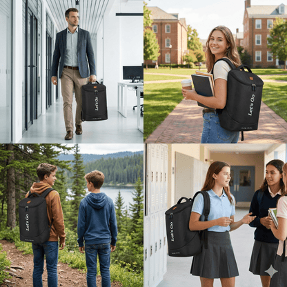 Let’s Go Premium Black Backpack – Lightweight, Stylish & Durable | Everyday Use | School • College • Travel - Let's Go