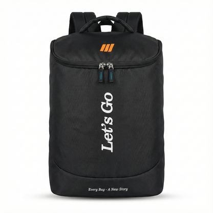 Let’s Go Premium Black Backpack – Lightweight, Stylish & Durable | Everyday Use | School • College • Travel - Let's Go