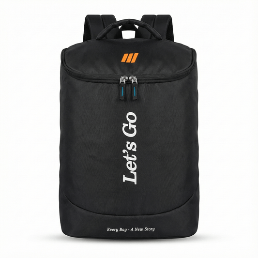 Let’s Go Premium Black Backpack – Lightweight, Stylish & Durable | Everyday Use | School • College • Travel - Let's Go
