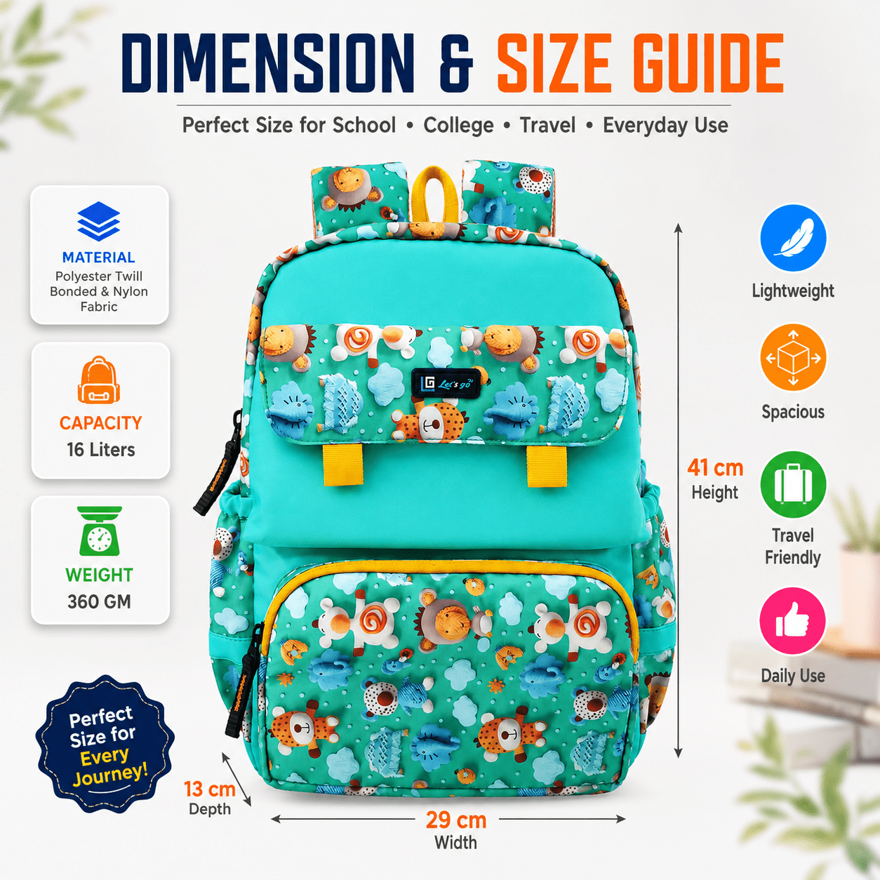 Let’s Go Stylish Printed Backpack for Girls | School, College & Travel Bag - Let's Go