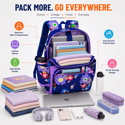Let’s Go Stylish Printed Backpack for Girls | School, College & Travel Bag - Let's Go