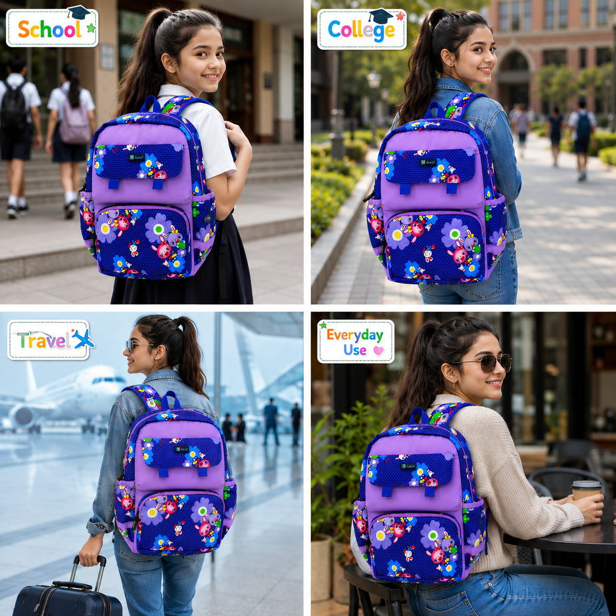 Let’s Go Stylish Printed Backpack for Girls | School, College & Travel Bag - Let's Go