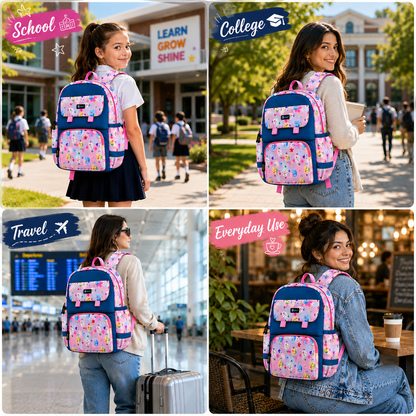 Let’s Go Stylish Printed Backpack for Girls | School, College & Travel Bag - Let's Go