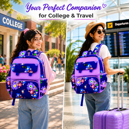Let’s Go Stylish Printed Backpack for Girls | School, College & Travel Bag - Let's Go