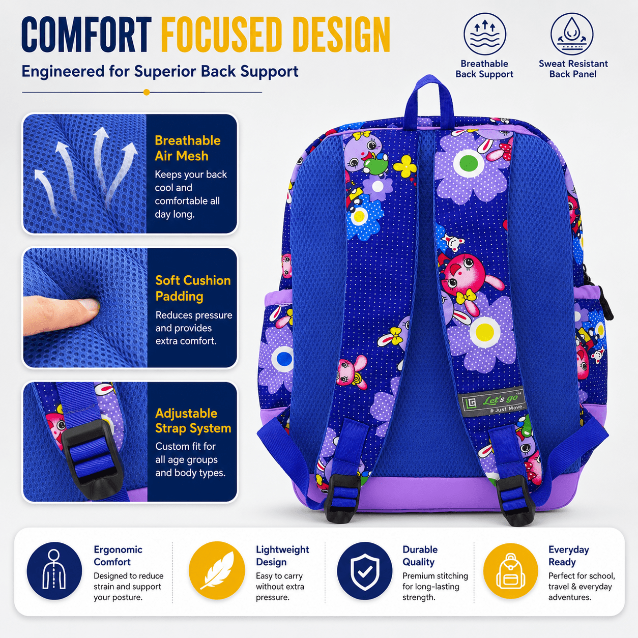 Let's Go Stylish Printed Backpack for Girls