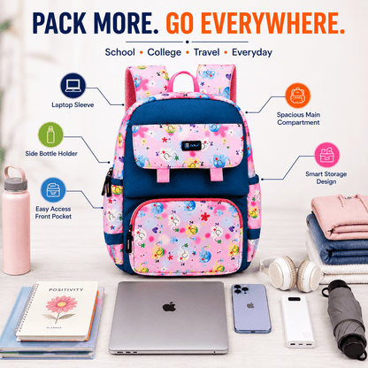 Let’s Go Stylish Printed Backpack for Girls | School, College & Travel Bag - Let's Go