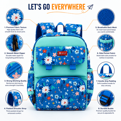 Let’s Go Stylish Printed Backpack for Girls | School, College & Travel Bag - Let's Go