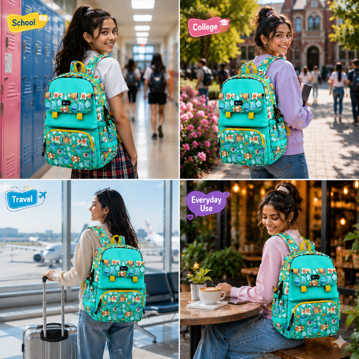 Let’s Go Stylish Printed Backpack for Girls | School, College & Travel Bag - Let's Go