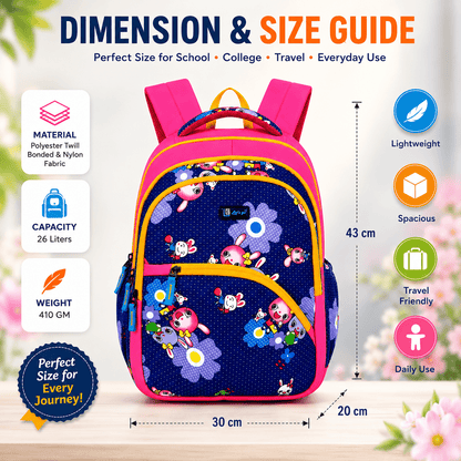 Let’s Go Stylish Printed Backpack for Girls | School, College, Travel & Daily Use Lightweight Backpack - Let's Go