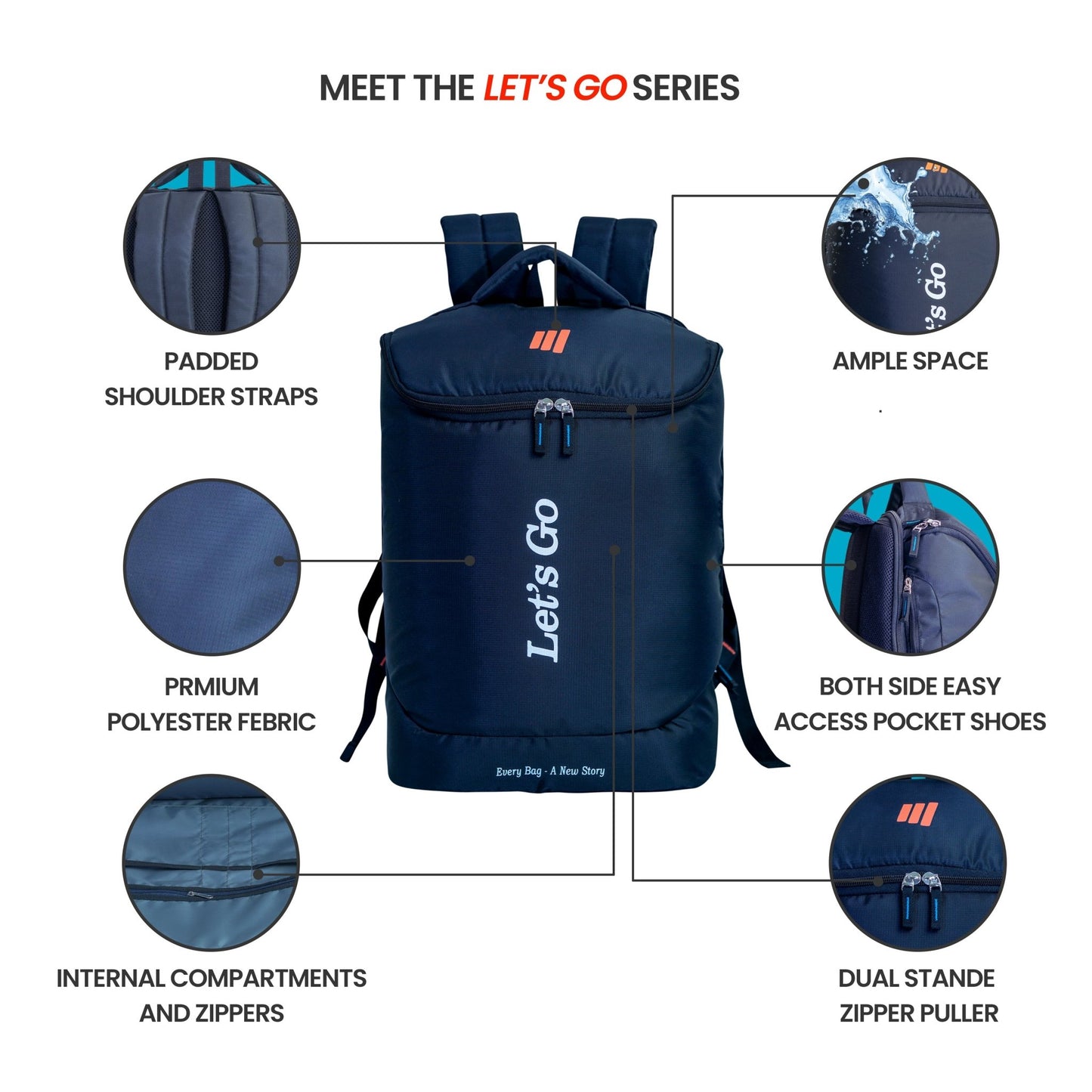 Let’s Go® Unisex Multi - Purpose 30L Travel & Laptop Backpack | Water - Resistant, Lightweight, Laptop - Friendly - Let's Go