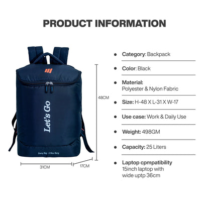 Let’s Go® Unisex Multi - Purpose 30L Travel & Laptop Backpack | Water - Resistant, Lightweight, Laptop - Friendly - Let's Go